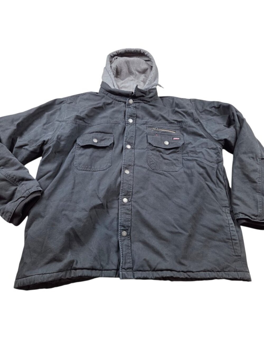 Dickies Jacket Mens 3XL Gray Insulated Zip Snap Hooded Workwear